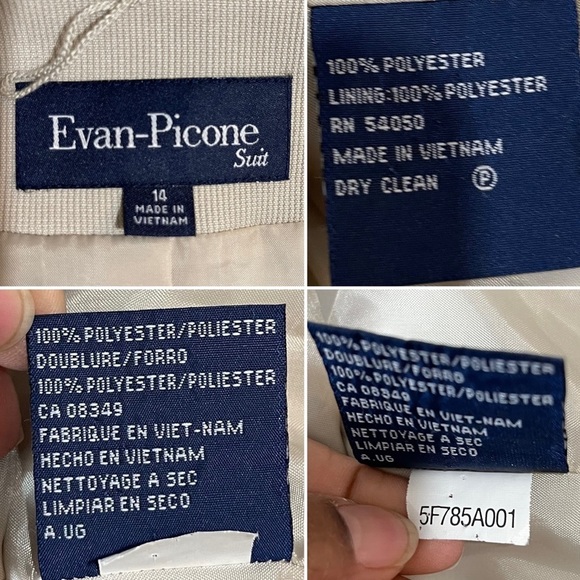 Vintage Evan Picone Blazer Sz 14 One Button Front Beige color - Picture 9 of 16